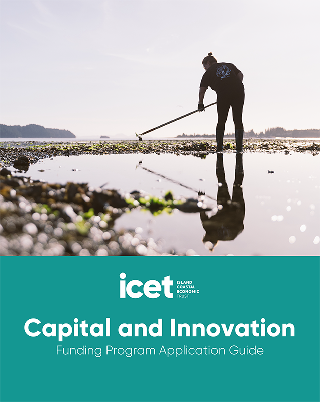 The cover of the 2024 Capital and Innovation Program Guidelines features a lone person harvesting oysters in Baynes Sound on Vancouver Island.
