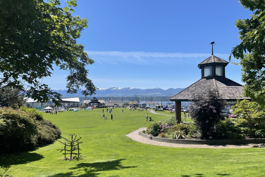 The Comox Marina park in the summer, when it's a busy hub for visitors and locals.